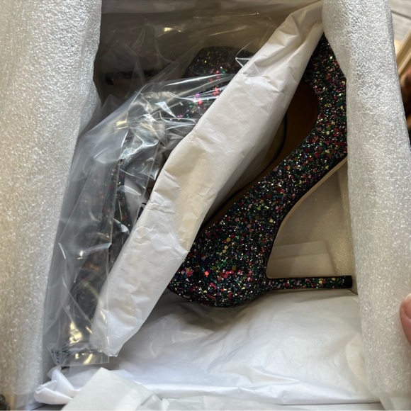 Jimmy Choo Romy 85 Boho Multi Glitter Mix Rainbow Black Heels Pumps - Picture 10 of 11